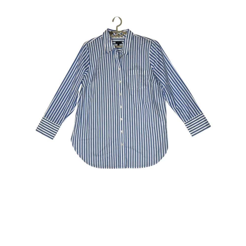 Talbots Blue and White Striped Button-Down Shirt